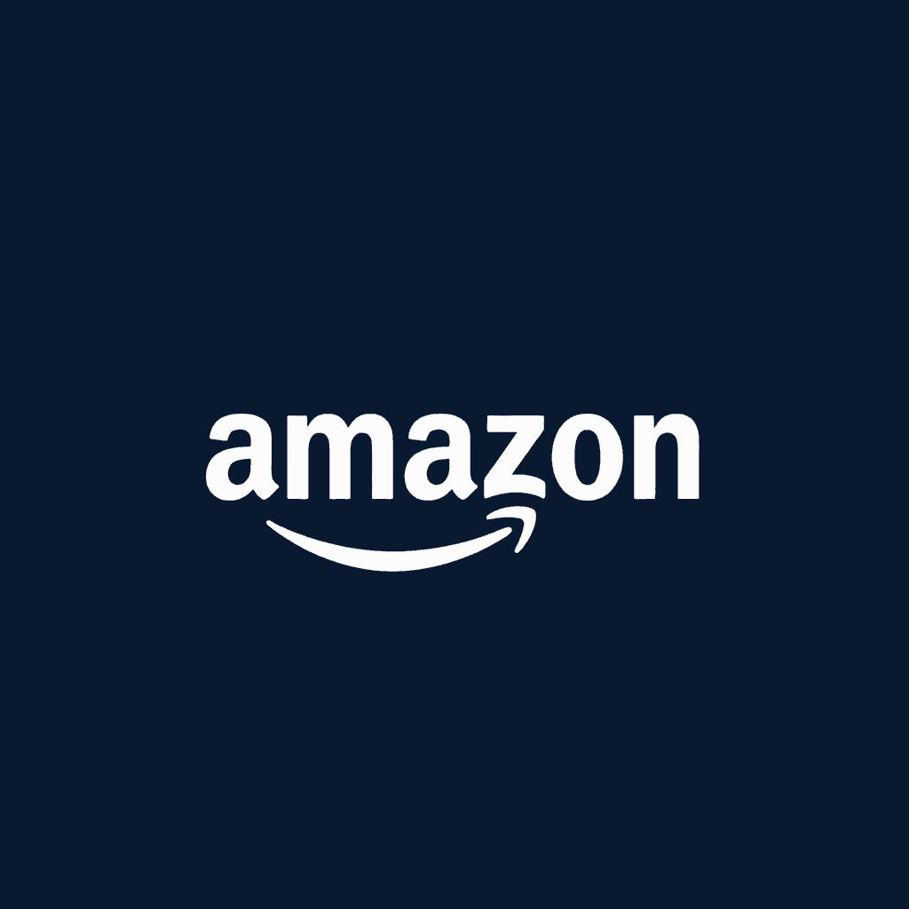 Amazon logo, corporate brand, white on transparent